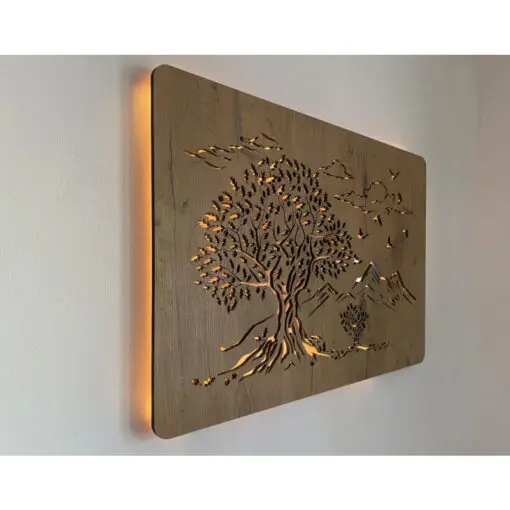Das nach hinten offene LED-Wandbild beleuchtet die dahinterliegende Wand des Raumes und diese reflektiert das Licht ohne zu blenden.