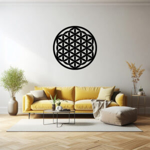 Mandala Wandbild Blume des Lebens aus HDF in Schwarz – präzise gelasert, modern und spirituell zugleich