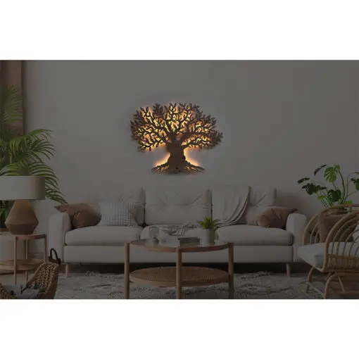 Das nach hinten offene LED-Wandbild beleuchtet die dahinterliegende Wand des Raumes und diese reflektiert das Licht ohne zu blenden.