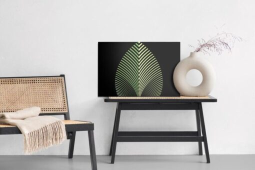 Leinwandbild Abstraktes Blatt-Muster Auf Schwarzem Hintergrund