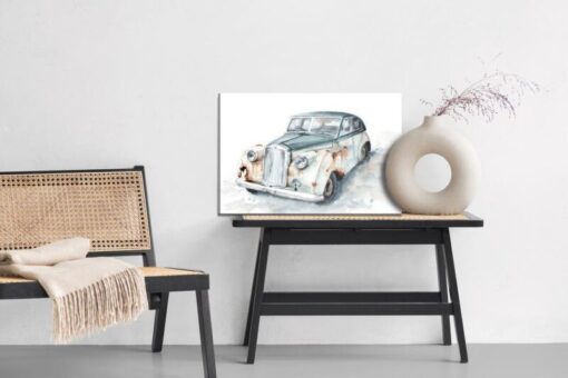 Leinwandbild Altes Auto Mit Aquarell Gemalt