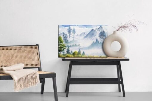 Leinwandbild Aquarell Berglandschaft
