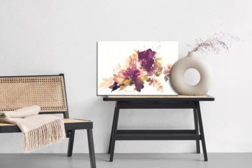 Leinwandbild Aquarellblätter Und Blumen