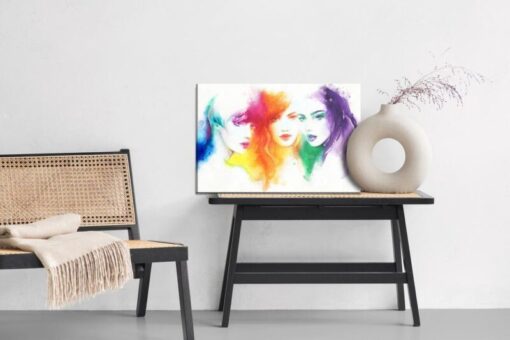 Leinwandbild Aquarellportrait Von Drei Frauen