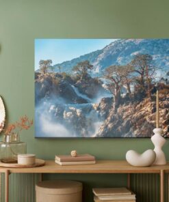 Leinwandbild Bäume Am Wasserfall