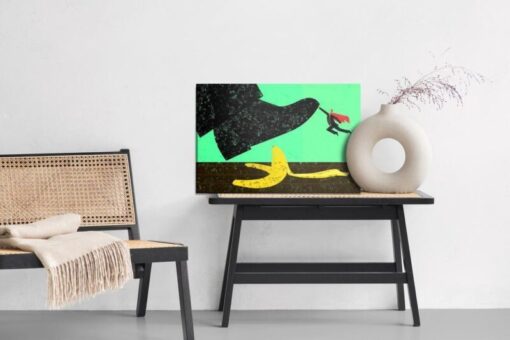 Leinwandbild Bananenschale Und Retro-Superheld