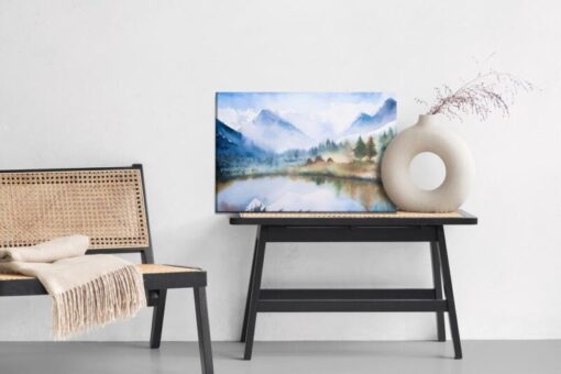Leinwandbild Berglandschaft Mit Aquarellfarben Gemalt