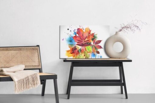 Leinwandbild Bunte Herbstblätter Mit Aquarell Gemalt