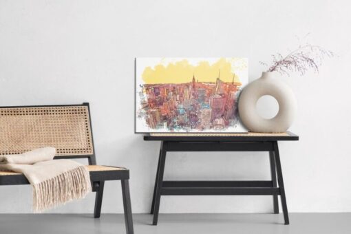 Leinwandbild Bunte New Yorker Wolkenkratzer Wie Gemalt