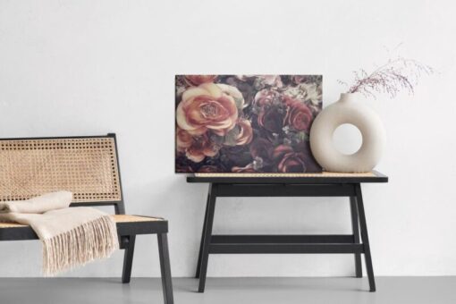 Leinwandbild Bunte Rosen Und Blätter Im Vintage-Stil