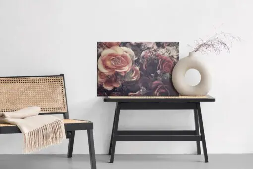 Leinwandbild Bunte Rosen Und Blätter Im Vintage-Stil