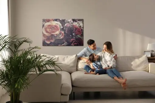 Leinwandbild Bunte Rosen Und Blätter Im Vintage-Stil