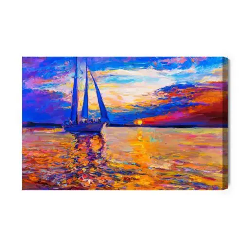 Leinwandbild Bunter Sonnenuntergang Am Meer