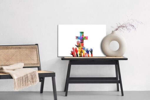 Leinwandbild Buntes Christliches Kreuz