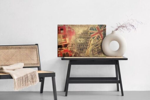 Leinwandbild Collage Mit Londoner Ikonen Im Vintage-Stil