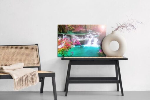 Leinwandbild Der Wasserfall In Einem Bunten Wald