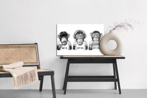 Leinwandbild Drei Affen Im Vintage-Stil
