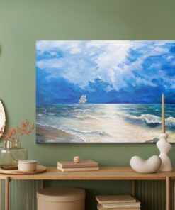 Leinwandbild Dunkle Wolken Über Dem Meer