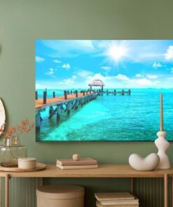 Leinwandbild Ein Pier Im Karibischen Meer