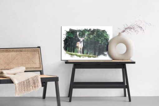 Leinwandbild Ein Reh Im Wald Mit Aquarell Gemalt