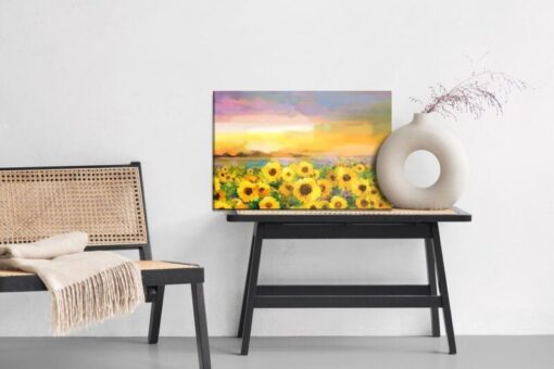 Leinwandbild Ein Sonnenblumenfeld Wie Gemalt