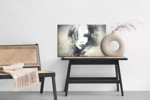 Leinwandbild Ein Weibliches Gesicht In Einer Aquarellversion