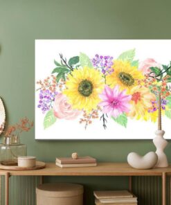 Leinwandbild Eine Florale Komposition Wie Mit Wasserfarbe Gemalt