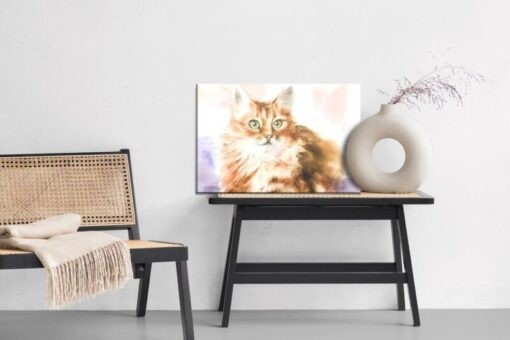 Leinwandbild Eine Katze Wie In Aquarell Gemalt