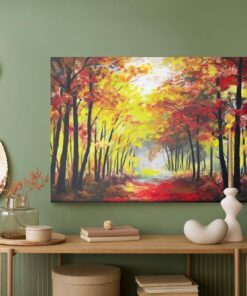 Leinwandbild Eine Waldlandschaft In Herbstfarben