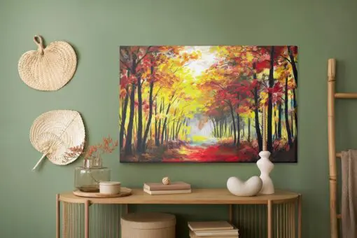 Leinwandbild Eine Waldlandschaft In Herbstfarben