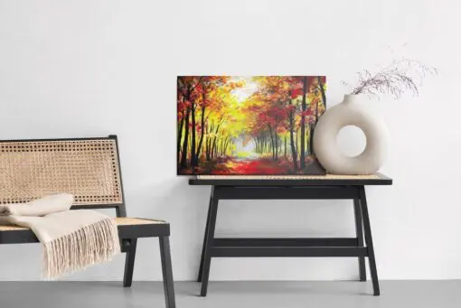 Leinwandbild Eine Waldlandschaft In Herbstfarben