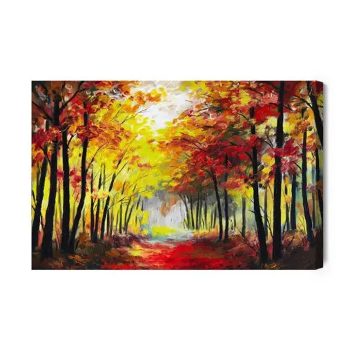 Leinwandbild Eine Waldlandschaft In Herbstfarben