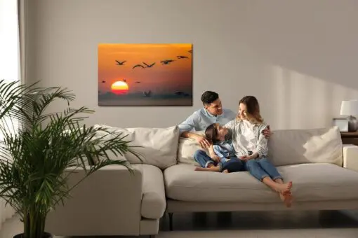 Leinwandbild Fliegende Kraniche
