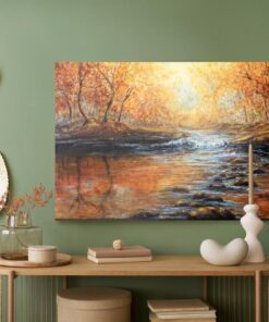 Leinwandbild Fluss Im Herbstwald