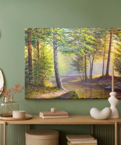 Leinwandbild Fluss Im Sommerwald