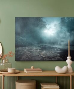 Leinwandbild Fluss In Einem Nebligen Wald