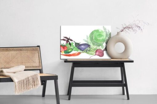 Leinwandbild Frisches Gemüse Mit Aquarell Gemalt