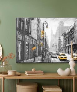 Leinwandbild Gemaltes New York Straßenansicht