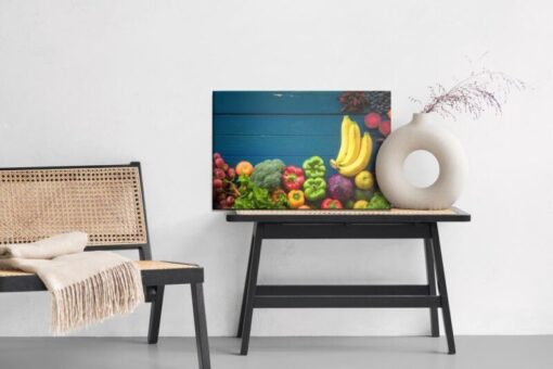 Leinwandbild Gemüse Und Früchte Auf Tisch