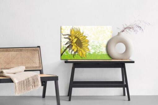Leinwandbild Gezeichnete Sonnenblume Im Retro-Stil