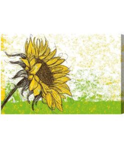 Leinwandbild Gezeichnete Sonnenblume Im Retro-Stil