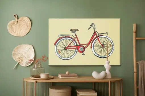 Leinwandbild Gezeichnetes Fahrrad Im Retro-Stil