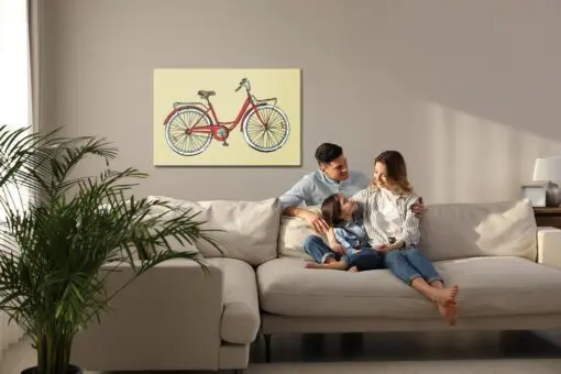 Leinwandbild Gezeichnetes Fahrrad Im Retro-Stil