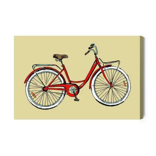 Leinwandbild Gezeichnetes Fahrrad Im Retro-Stil