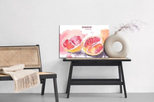 Leinwandbild Grapefruit Mit Aquarell Gemalt