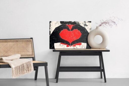 Leinwandbild Hände In Herzform Im Vintage-Stil Angeordnet
