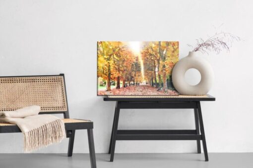 Leinwandbild Herbstwald Gemalt Mit Aquarell