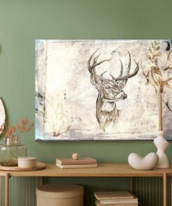 Leinwandbild Hirsch In Vintage Stil