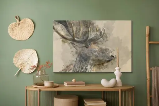 Leinwandbild Hirsch Mit Großem Geweih