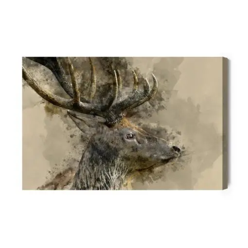 Leinwandbild Hirsch Mit Großem Geweih